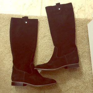 Black suede Michael Kors pull on riding boots